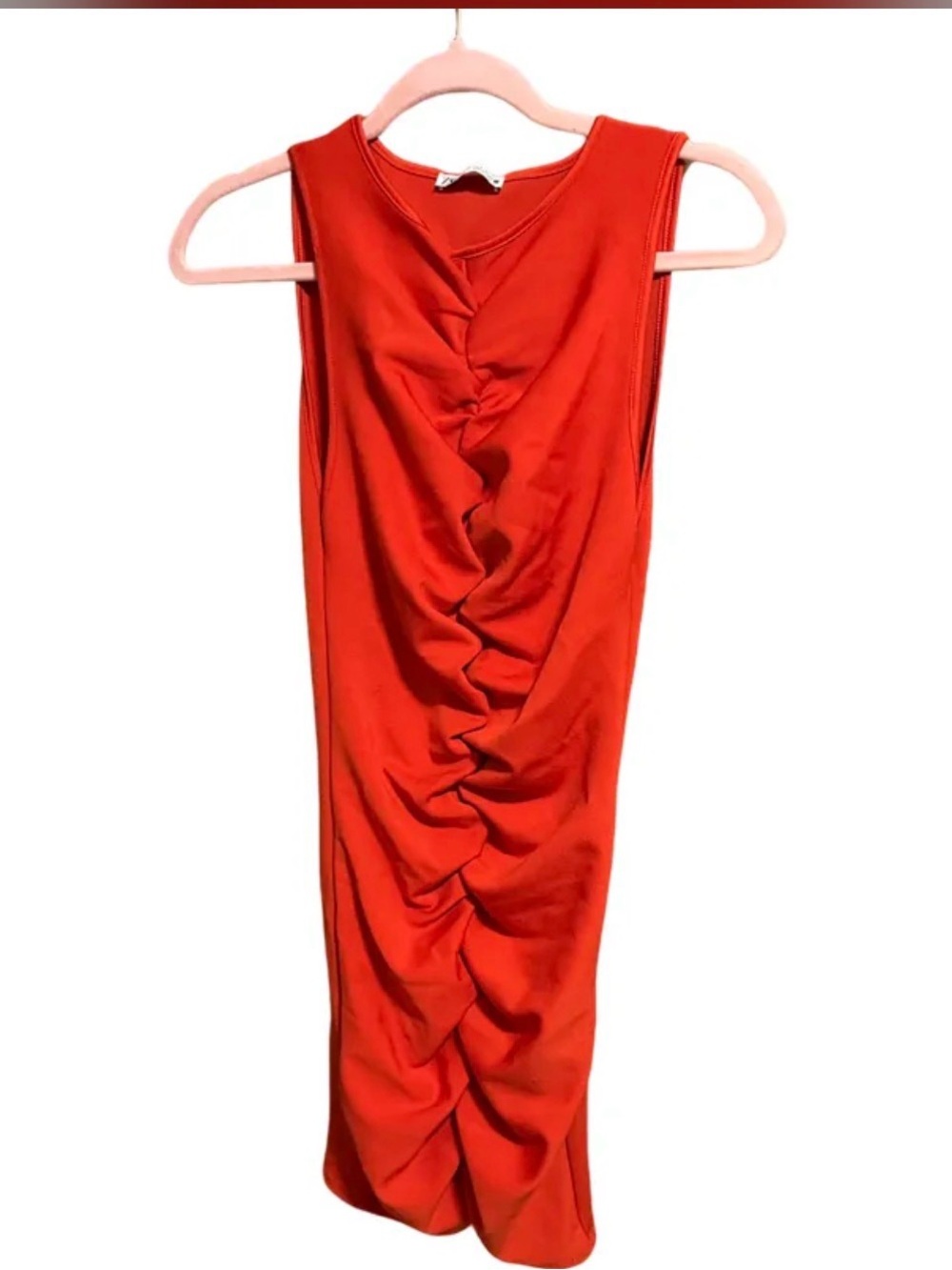 Zara Red Ruched Sleeveless Dress